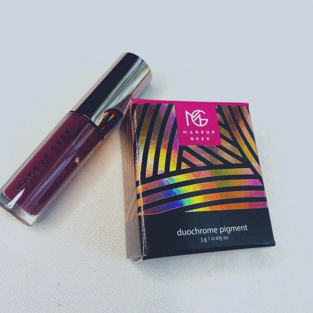 New NIB Makeup Geek 2 piece Kaleidoscope duo chrome pigment & lip glaze …